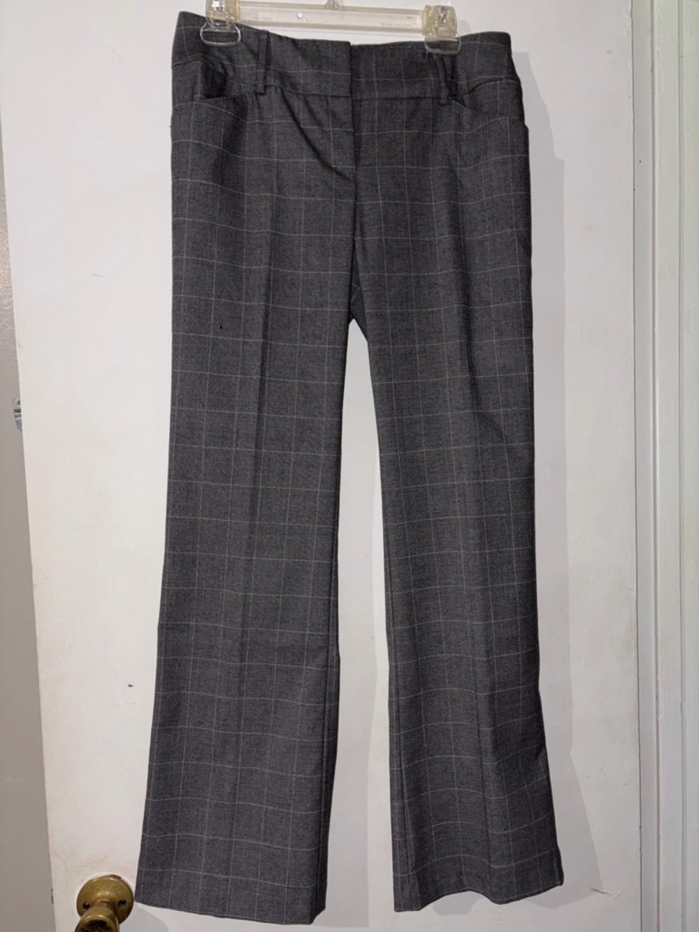 New York & Company Gray Windowpane Boot-Cut Trousers